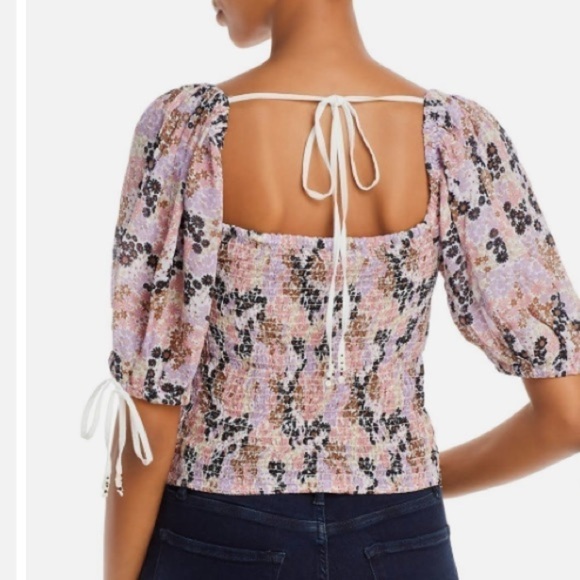 Free People‎ shirt smocked xl back on top floral peasant blouse boho - Picture 4 of 7